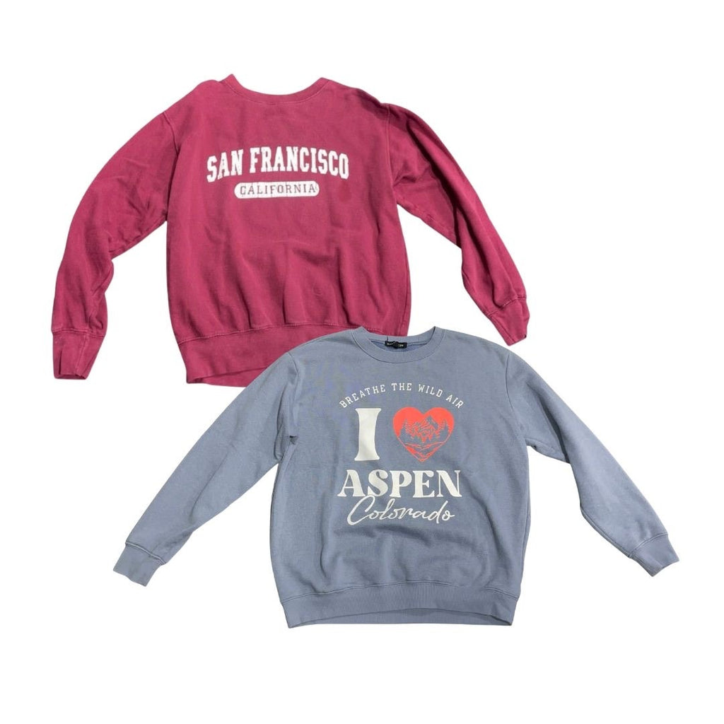 Bundle of 2 Crewneck Novelty Sweatshirts San Francisco Aspen Colorado SZ Medium