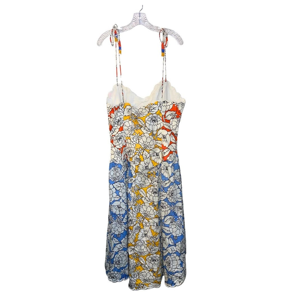 Farm Rio x Anthropologie Basque-Waist Midi Dress Size Large Tie Straps Fit Flare