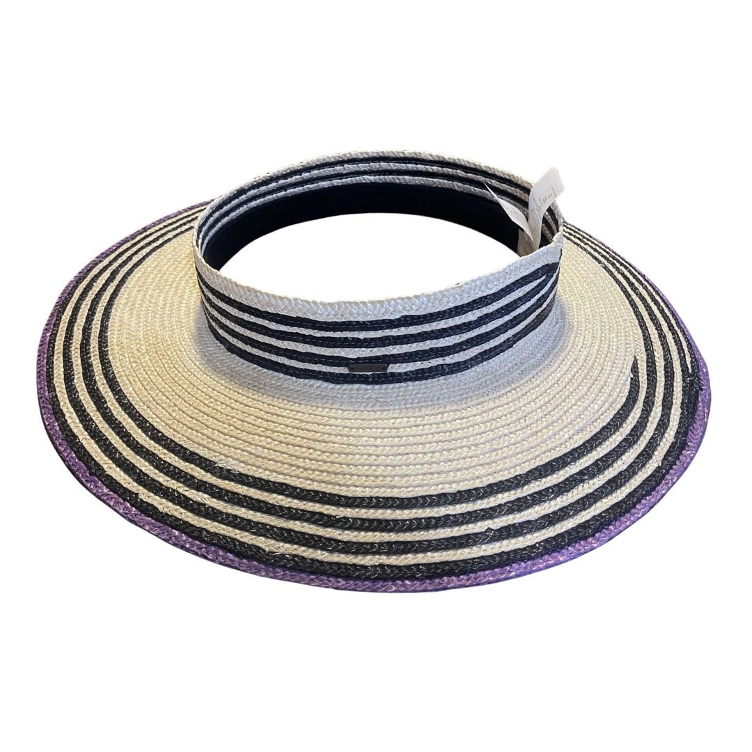 Brixton Joanna Multicolor Visor Woven Straw Sun Hat NWT Adjustable Size Medium