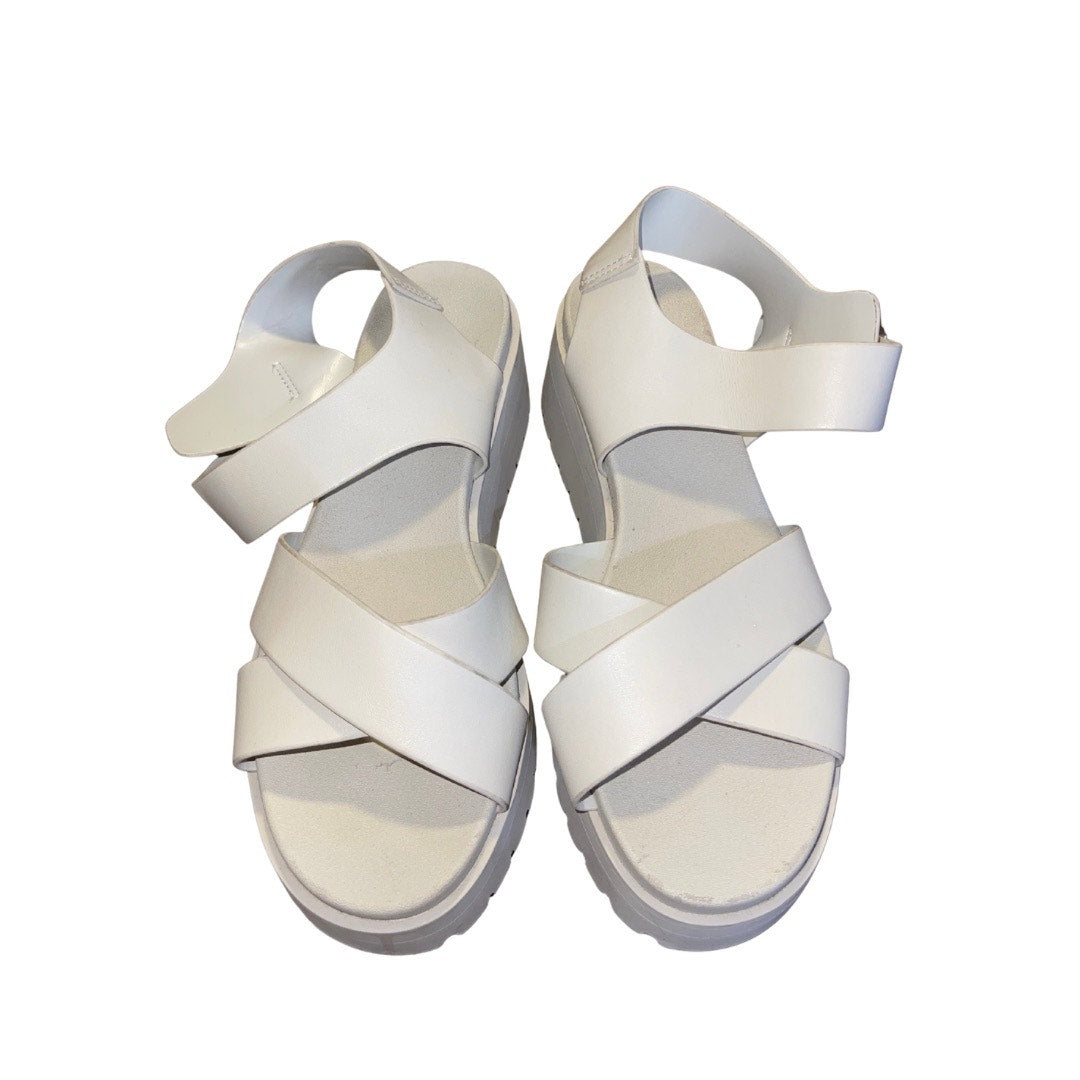 Soda Alyssa Platform Ankle Strap Sandals Lug Sole Size 8 Bone Color Strappy Y2K