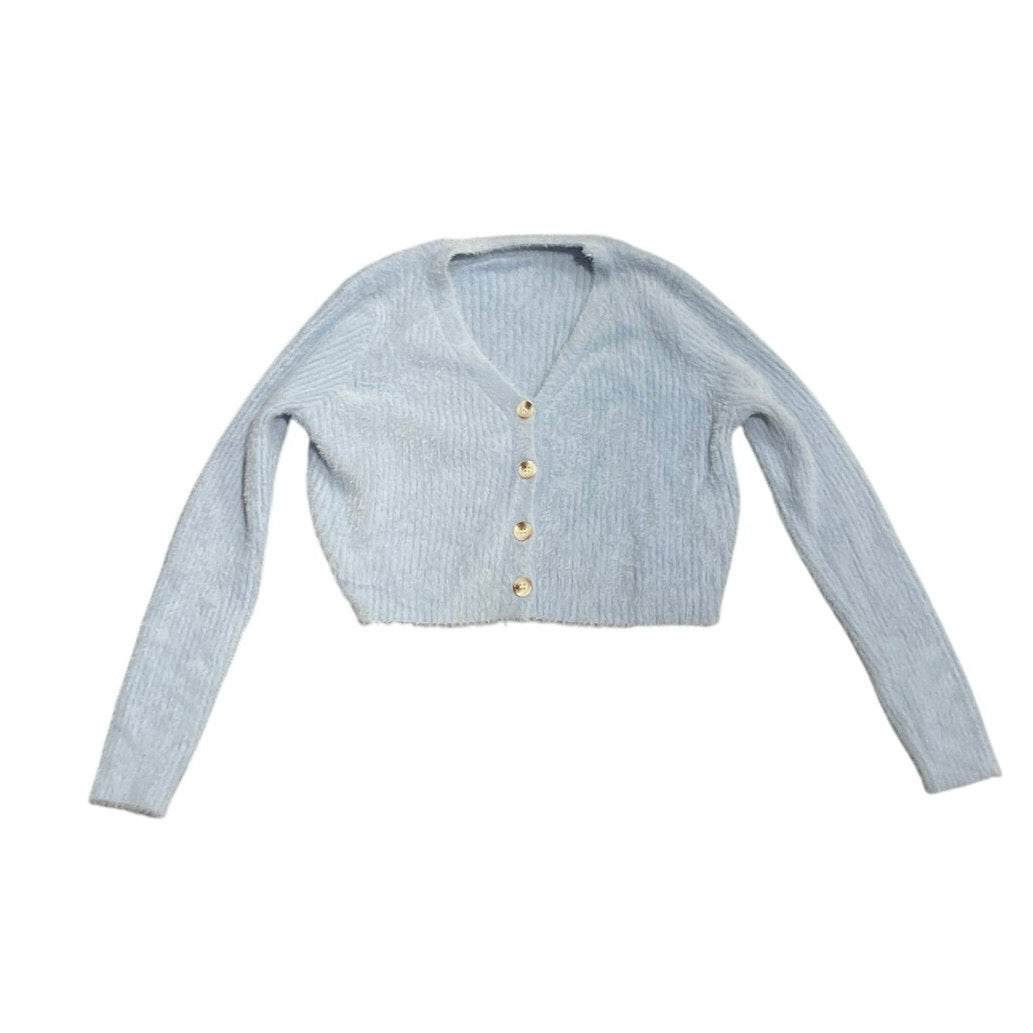 Dazy Fuzzy Knit Cropped Button Cardigan SZ S Contemporary Streetwear Y2K Trendy