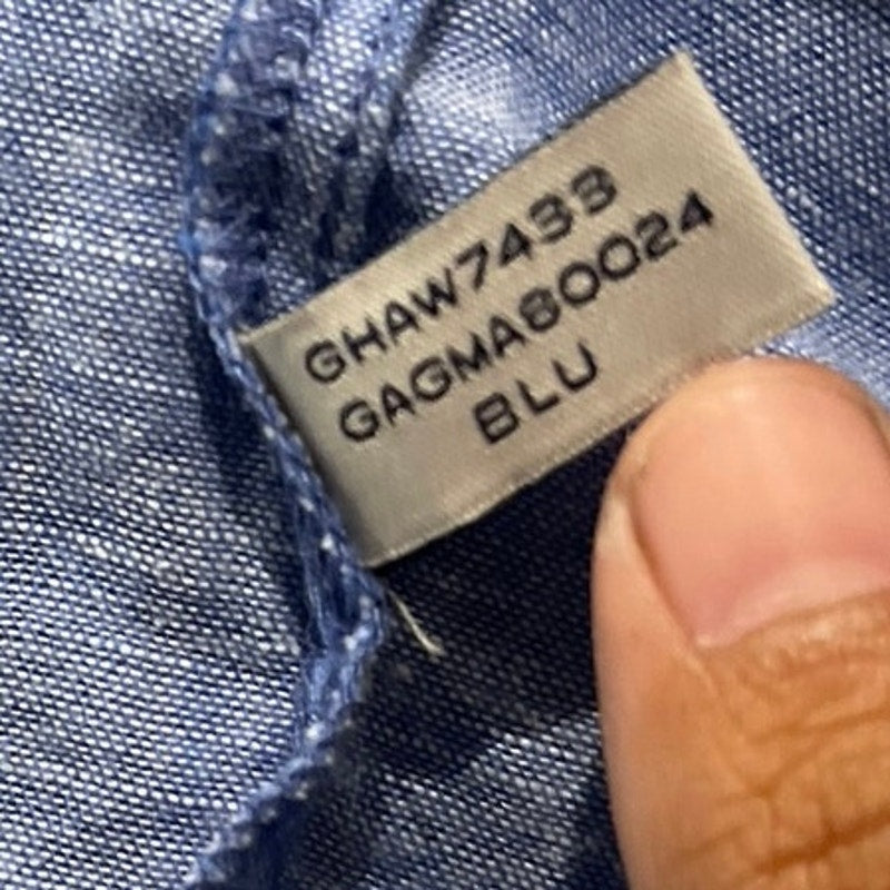 G. H. Bass & Co. Linen Blend Peasant Off the Shoulder Blouse SZ Medium Chambray