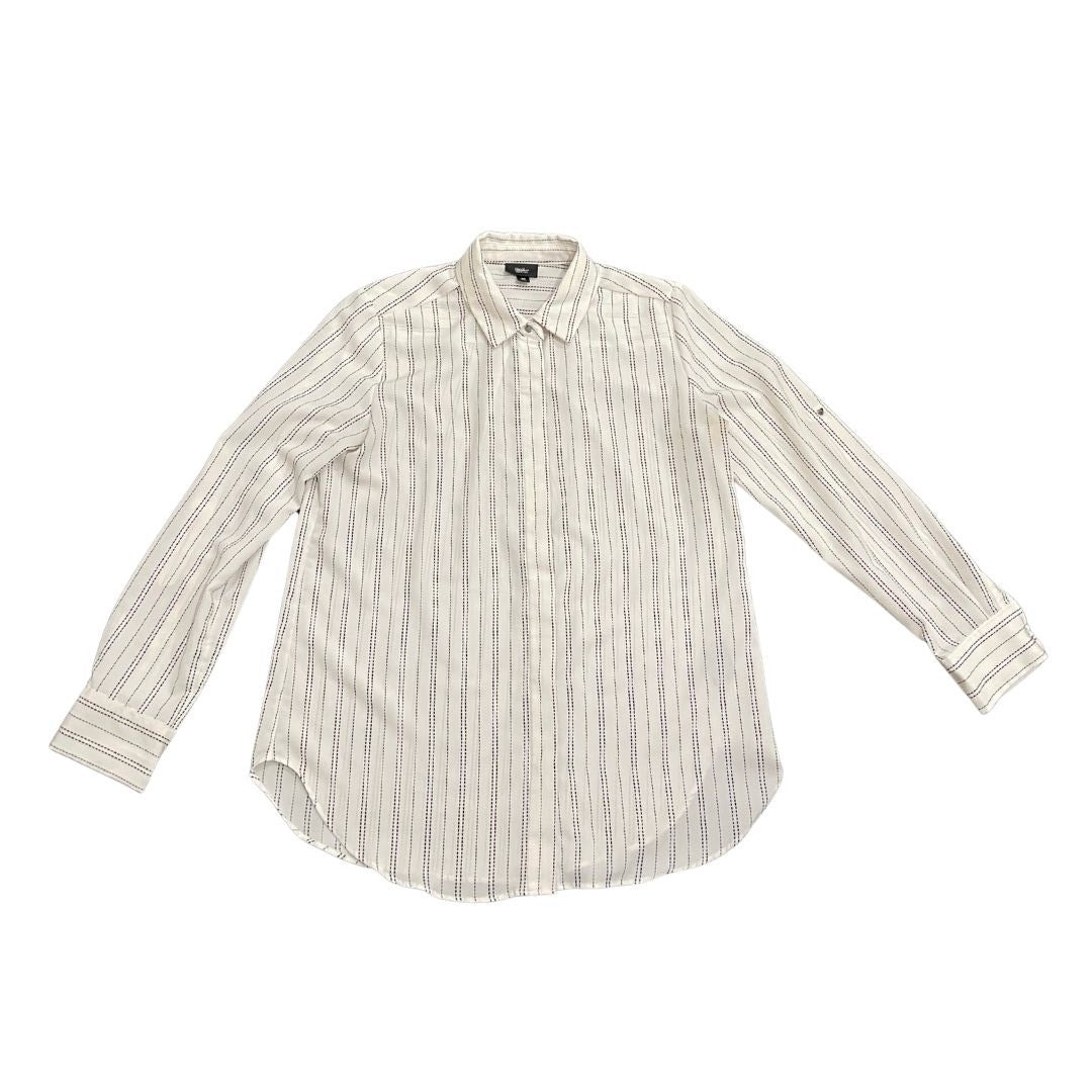 Mossimo Women Long Sleeve Collared Button up Vertical Stitch Stripe Shirt Career