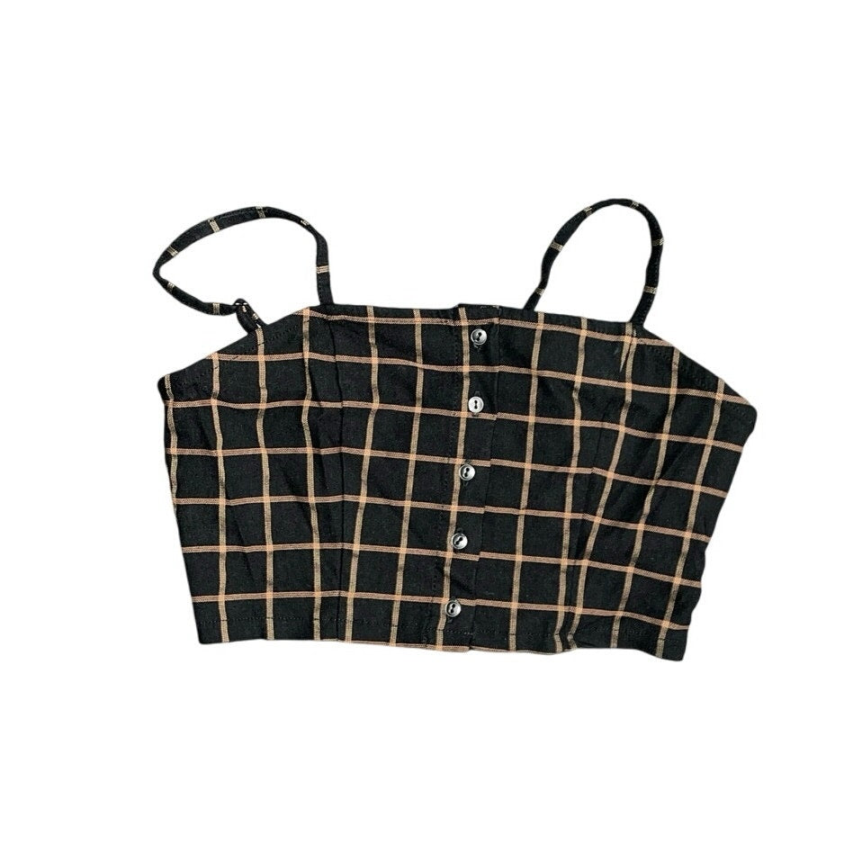 Forever 21 Plaid Crop Button up Top Blouse Size Small