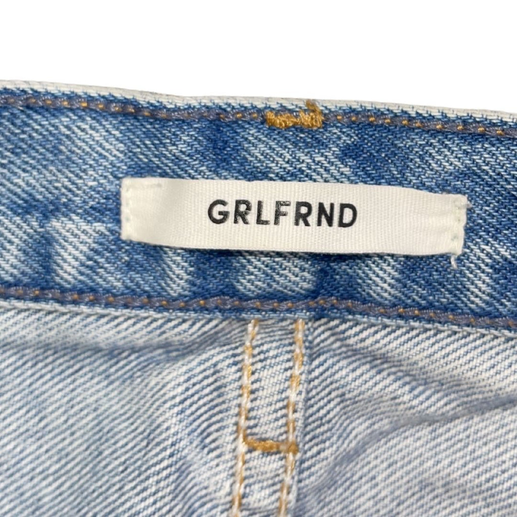 GRLFRND Helena Straight Leg Raw Hem High Rise Denim Jeans SZ 25 Streetwear Chic