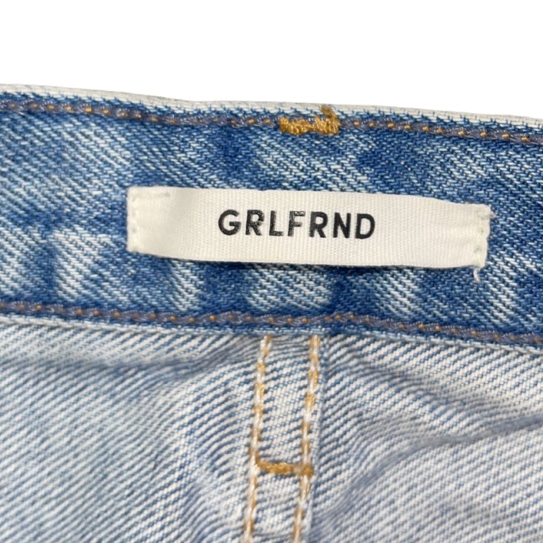GRLFRND Helena Straight Leg Raw Hem High Rise Denim Jeans SZ 25 Streetwear Chic