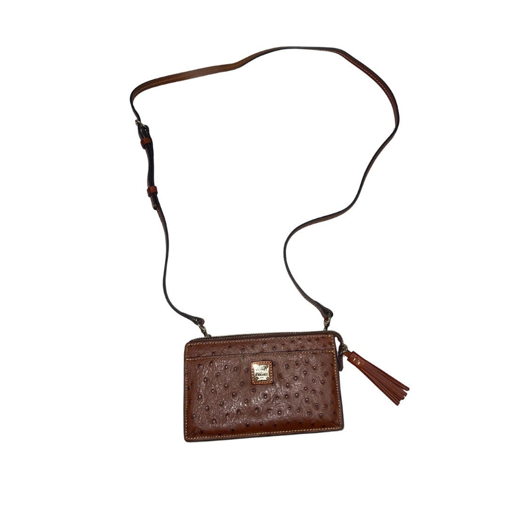 Dooney and Bourke Gingy Ostrich Embossed Zip Crossbody Leather Tassel NWOT