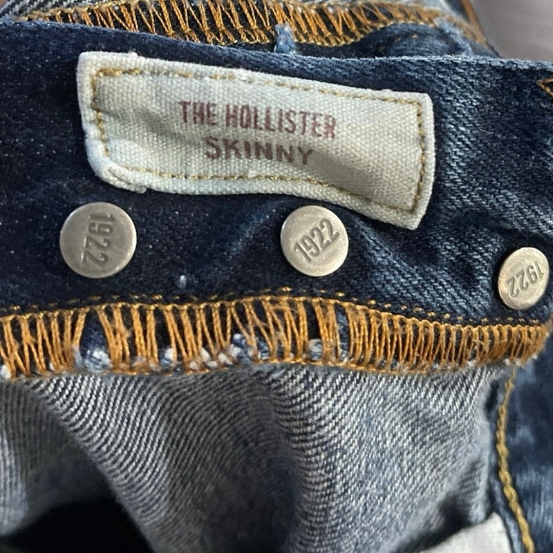 Hollister Skinny Denim Jeans Size 30x32 Dark Wash Button Butterfly Streetwear