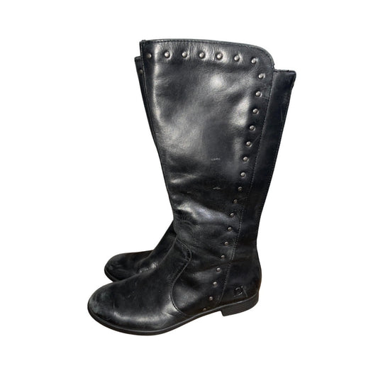 Born Women's Larsen Studded Leather Black High Knee Zipper Riding Boots Size 7