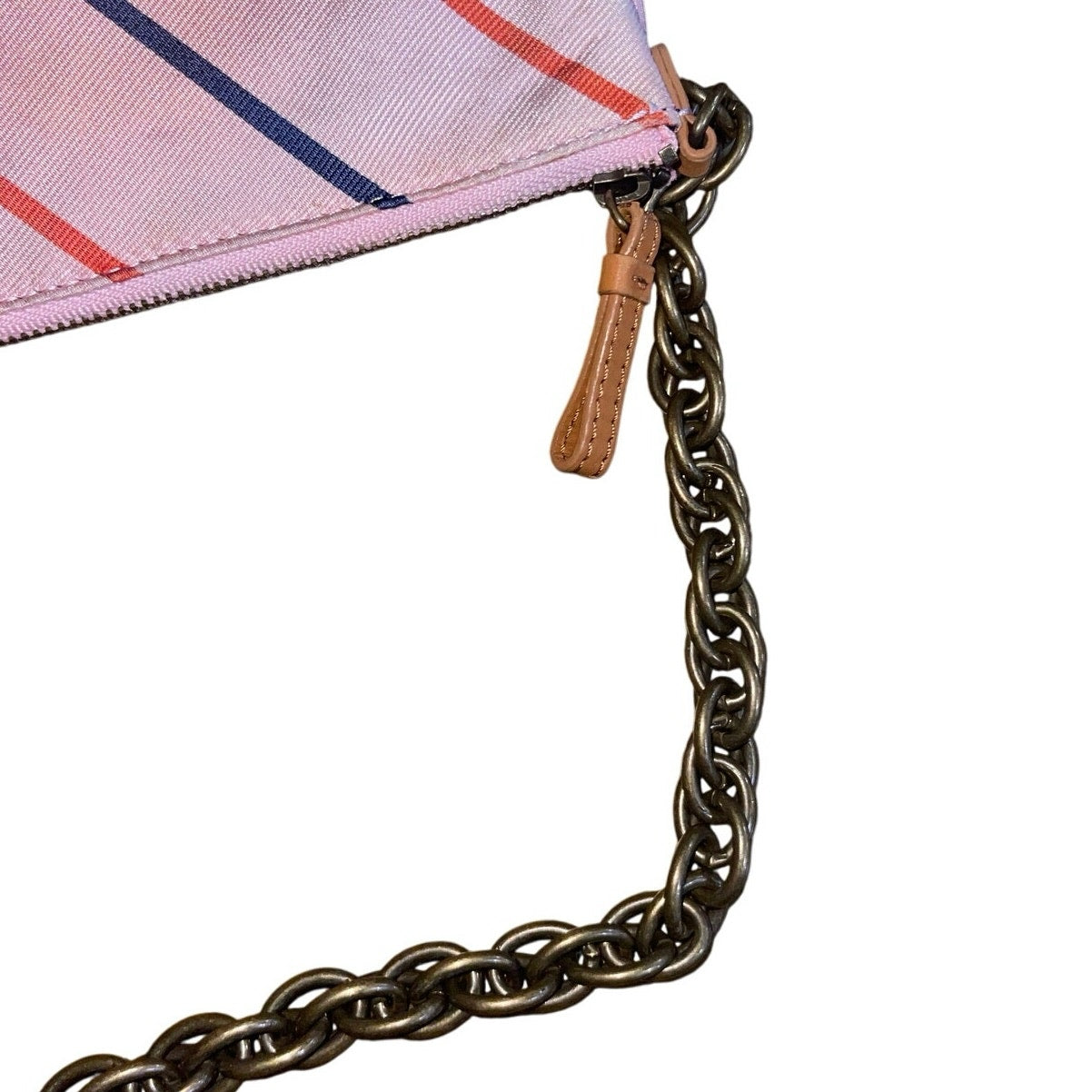 J.Crew Silk Pink Striped Chain Strap Purse Handbag Small Preppy Casual