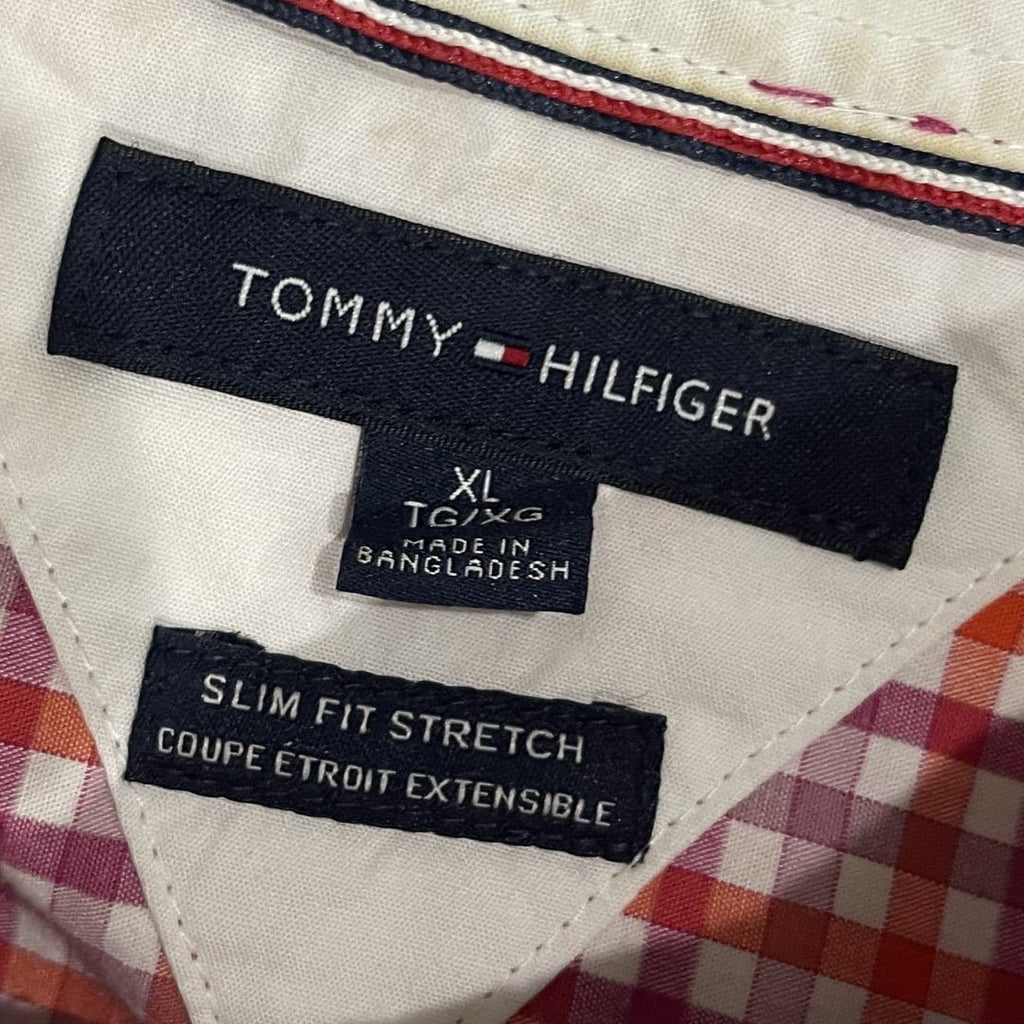Tommy Hilfiger Slim Fit Stretch Button Down Checkered Long Sleeve Shirt Size XL