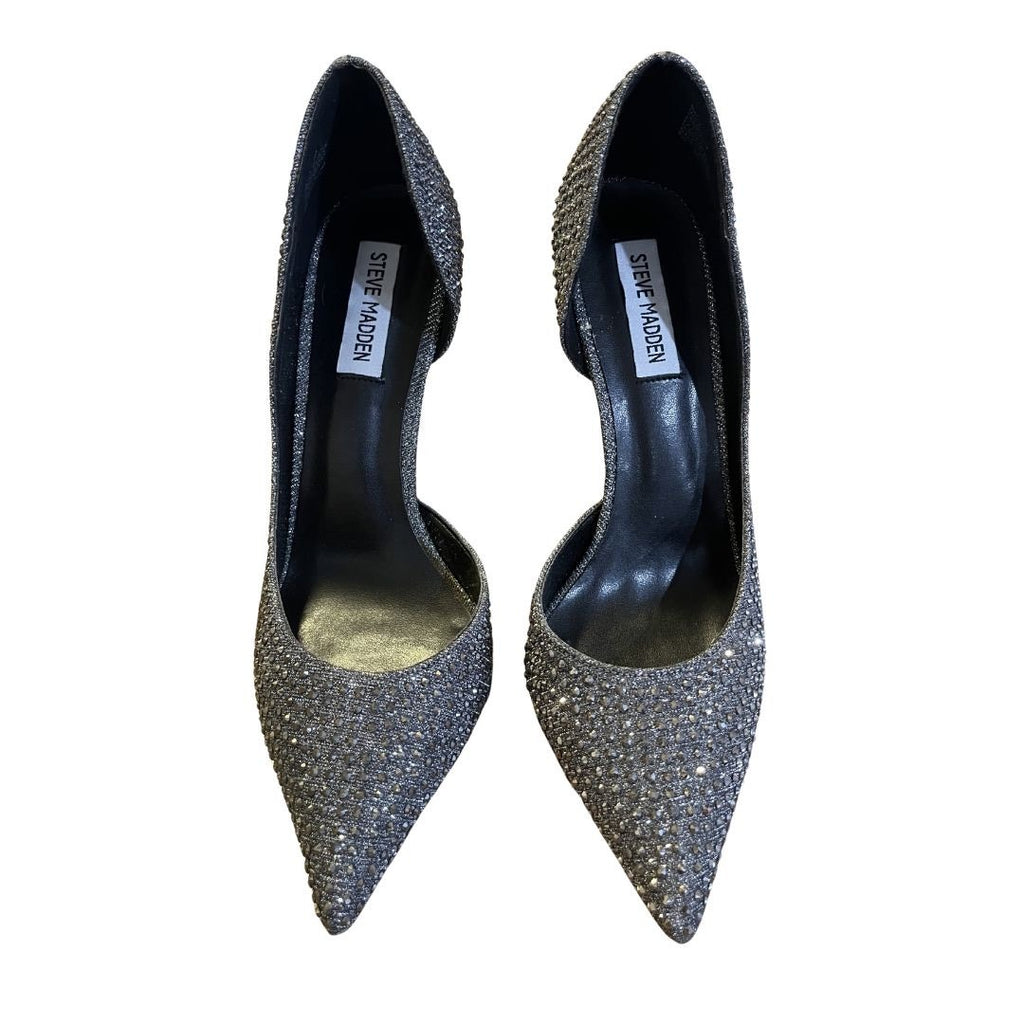 Steve Madden Naila Rhinestone Encrusted Silver Pumps d'Orsay Silhouette 7.5 Prom
