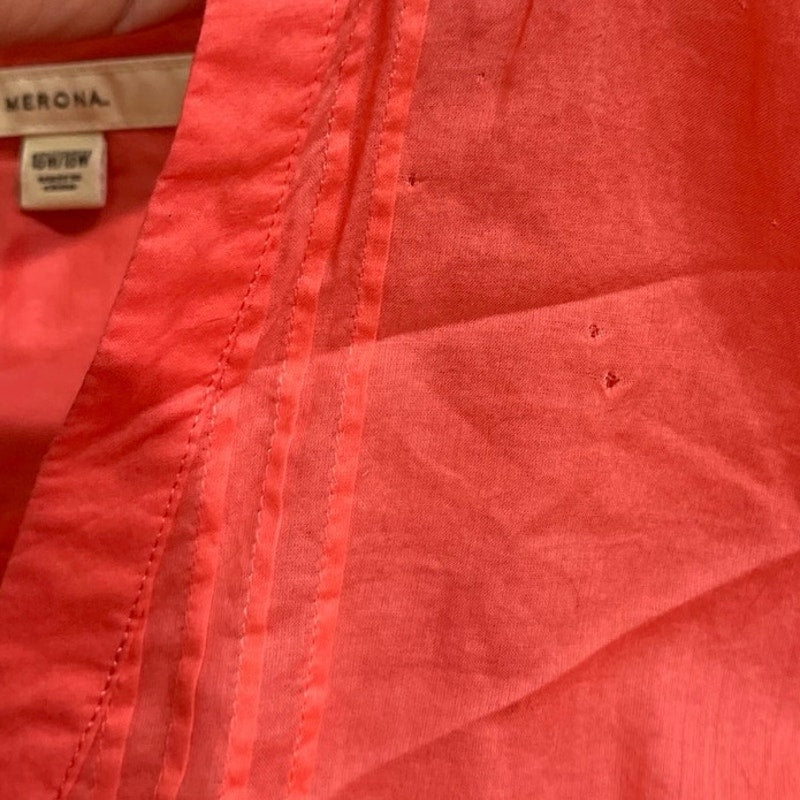 Merona Coral Split Neck Pintuck Pleated Tunic Blouse Pluz SZ 16 Bohemian