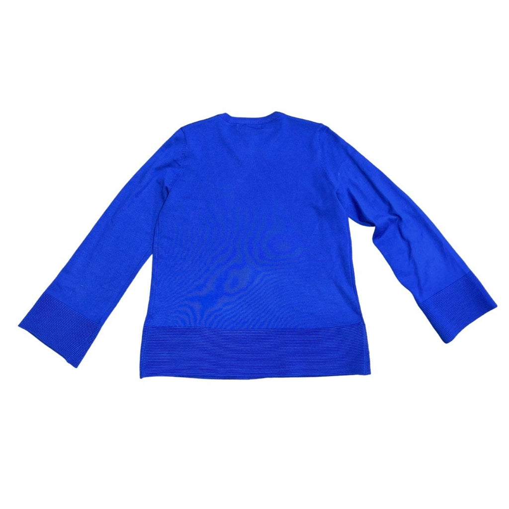 By Design Royal Blue Ribbed Sweater Top Size Medium Career Office Preppy