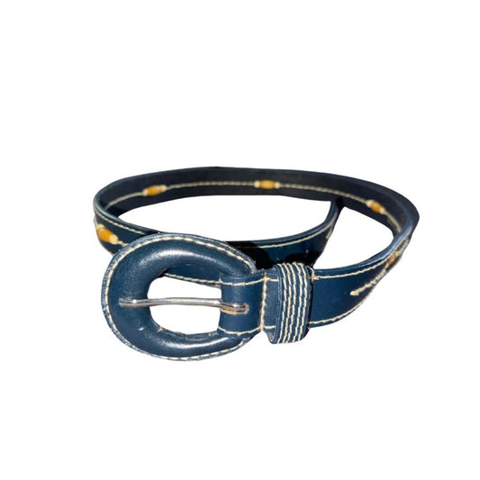 Vintage Milor beaded leather blued belt