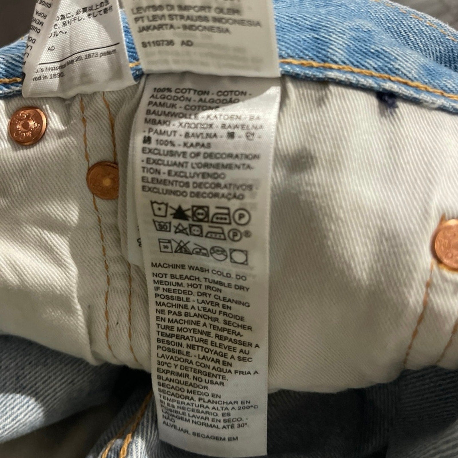 Levi's 501 Button Fly Straight Leg Denim Jeans 33X30 Outwear Classic Streetwear