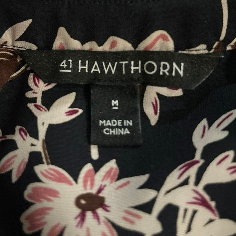 41 Hawthorn Long Sleeve Button Up Floral Shirt Dress Tie Waist M Botanical Boho