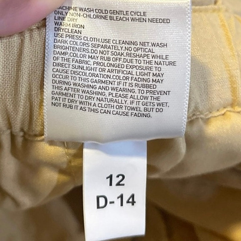 UNIQLO Linen Cotton Paperbag Elastic Pull on Shorts Size 26 Breezy Casual Resort