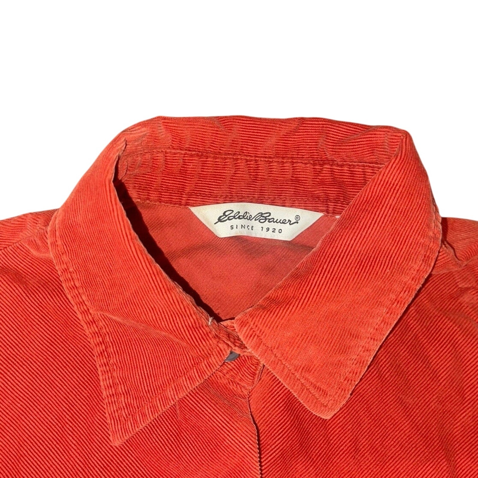 Vintage Eddie Bauer Women's Button up collar long sleeve orange corduroy