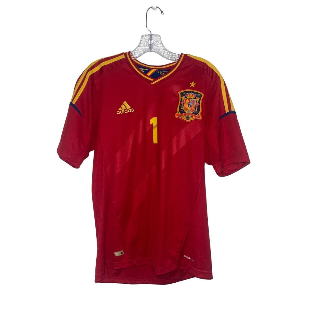 Adidas Spain 2011-12 Home Soccer Jersey Iker Casillas #1 Fifa Small Goalie World Cup