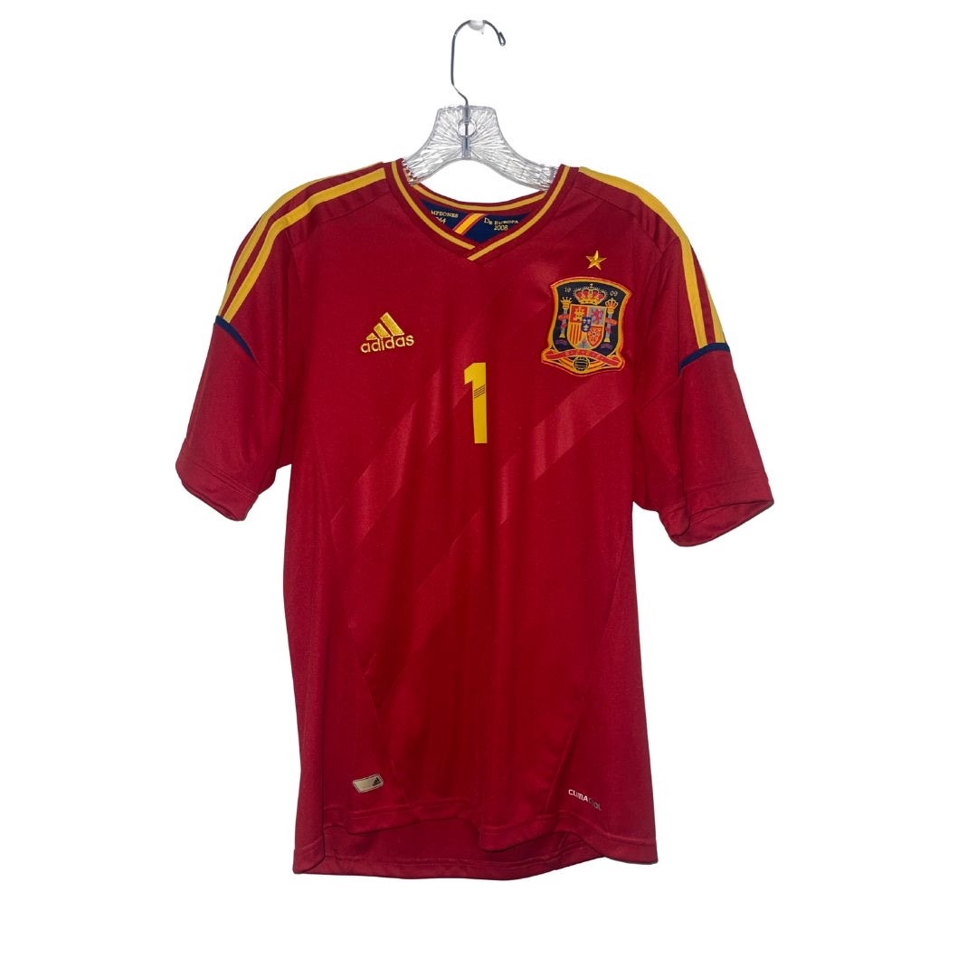 Adidas Spain 2011-12 Home Soccer Jersey Iker Casillas #1 Fifa Small Goalie World Cup