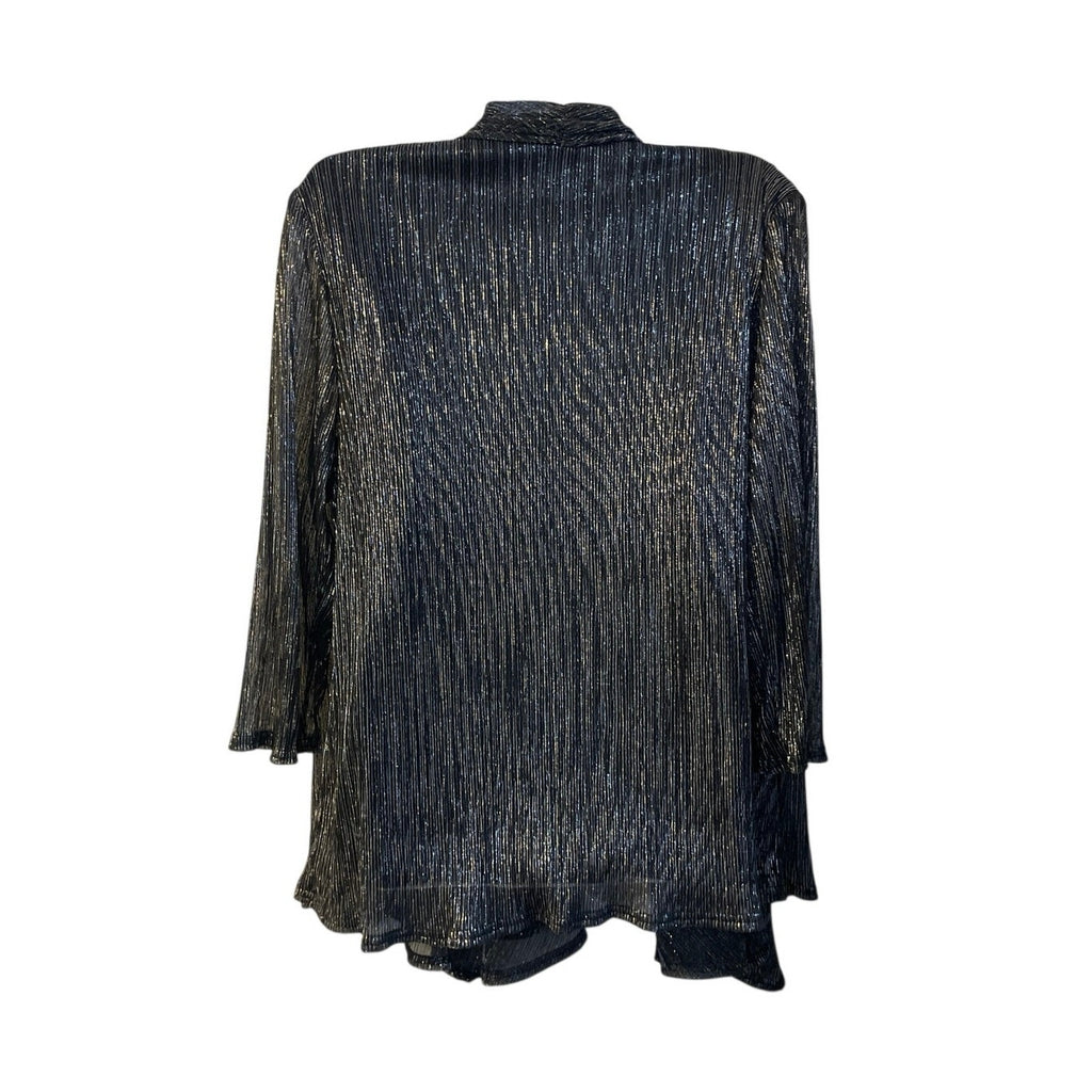 Vintage R&M Richards Black Silver Open Front Cardigan Tank Set XL Formal Elegant