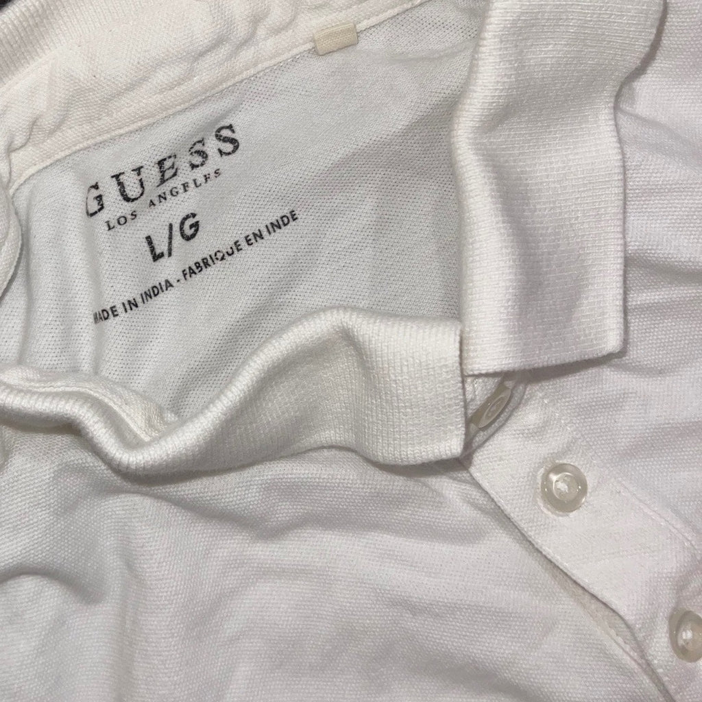 Guess Logo Polo Shirt Short Sleeve Comfort Size Large Y2K