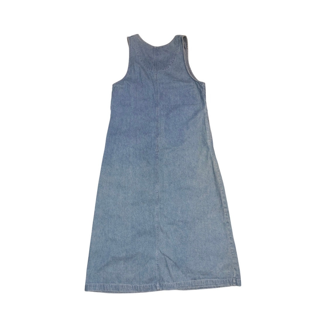 Vintage Blue J Womens Denim Button Front Maxi dress 100% Cotton Size Medium