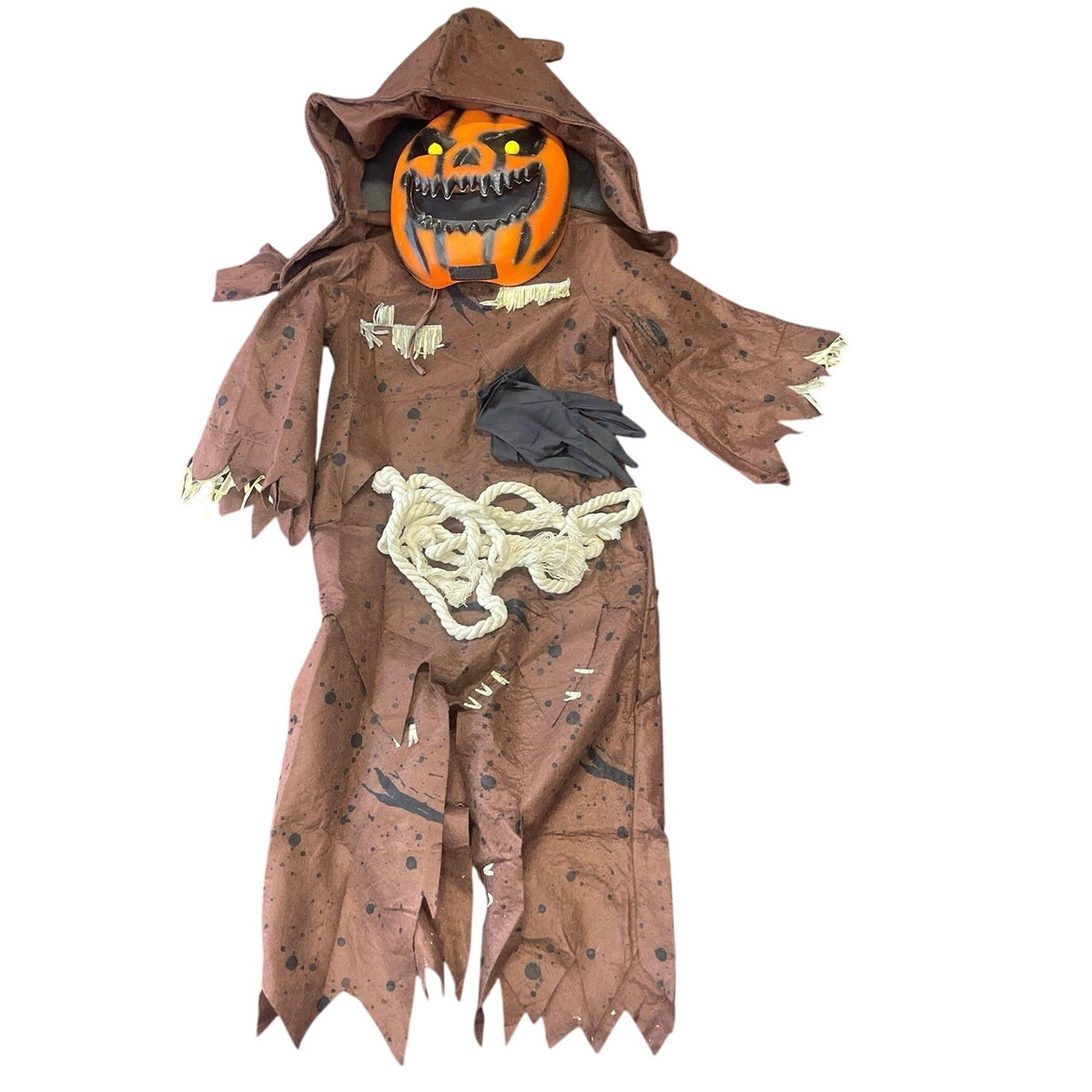 Spooktacular Creations Scary Scarecrow Pumpkin Bobble Head Halloween Costume Kids SZ