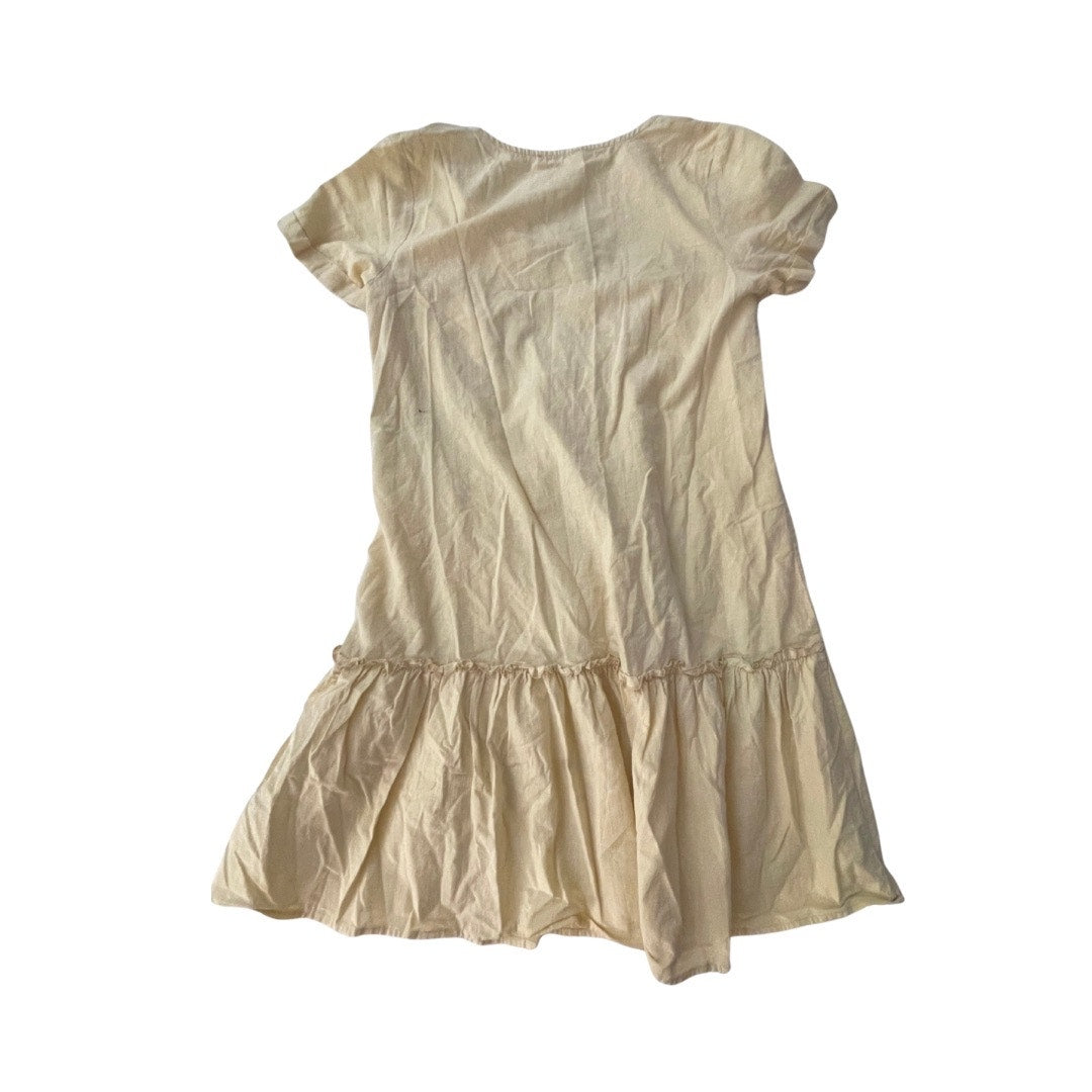 HOTOUCH Women Button Down Dress Ruffle Hem Short Sleeve Lagenlook Size M