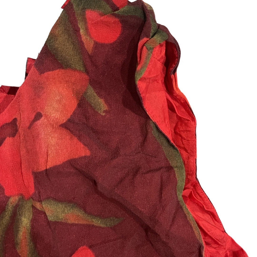 Adrianna Papell Sleeveless Floral Silk Maxi Dress Tie Waist SZ 10 Botanical Chic