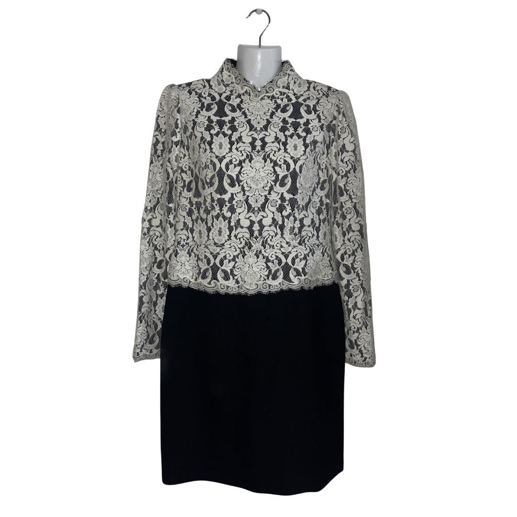 Mojo.S.Phine Lace Bodice High Collar Long Sleeve Dress SZ Medium Evening Wedding