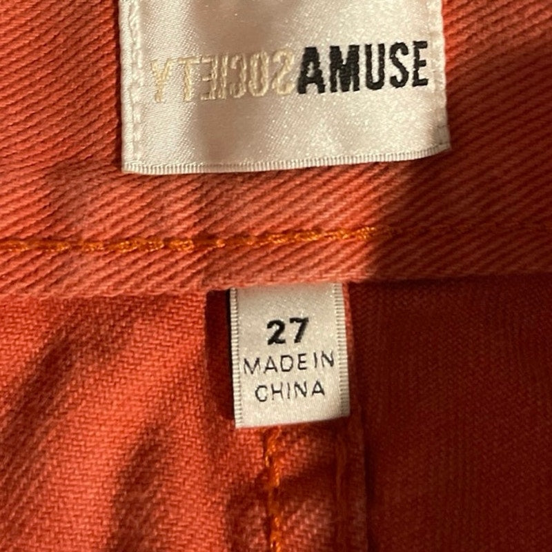 Amuse Society Rust Orange Distressed Denim Cutoff Shorts Size 27 Streetwear