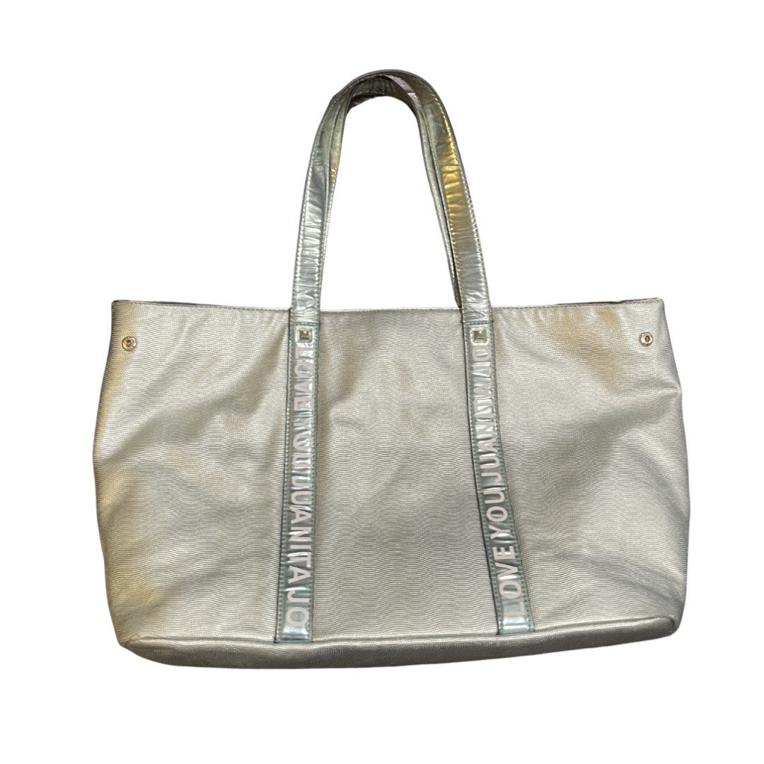 Juanita Jo "Love You" Blue Metallic Silver Shoulder Tote Bag TikTok Influencer