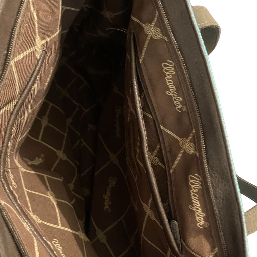 Wrangler Canvas Aztec Tote Bag Southwestern Brown Leather Handles Western Cowboy