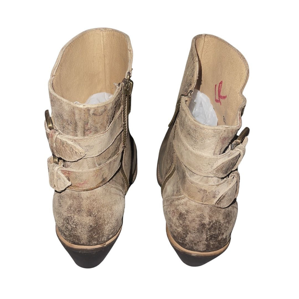 Lucchese Brown Cowgirl Floral Catalina Western Boots bootie Suede Size 8.5 NWOB