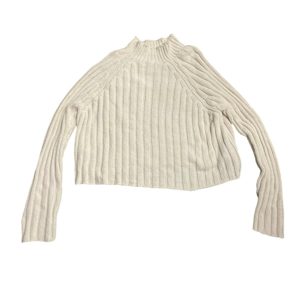 American Eagle Outfitters Oatmeal Chunky Cropped Mock Neck Sweater SZ XL Y2K
