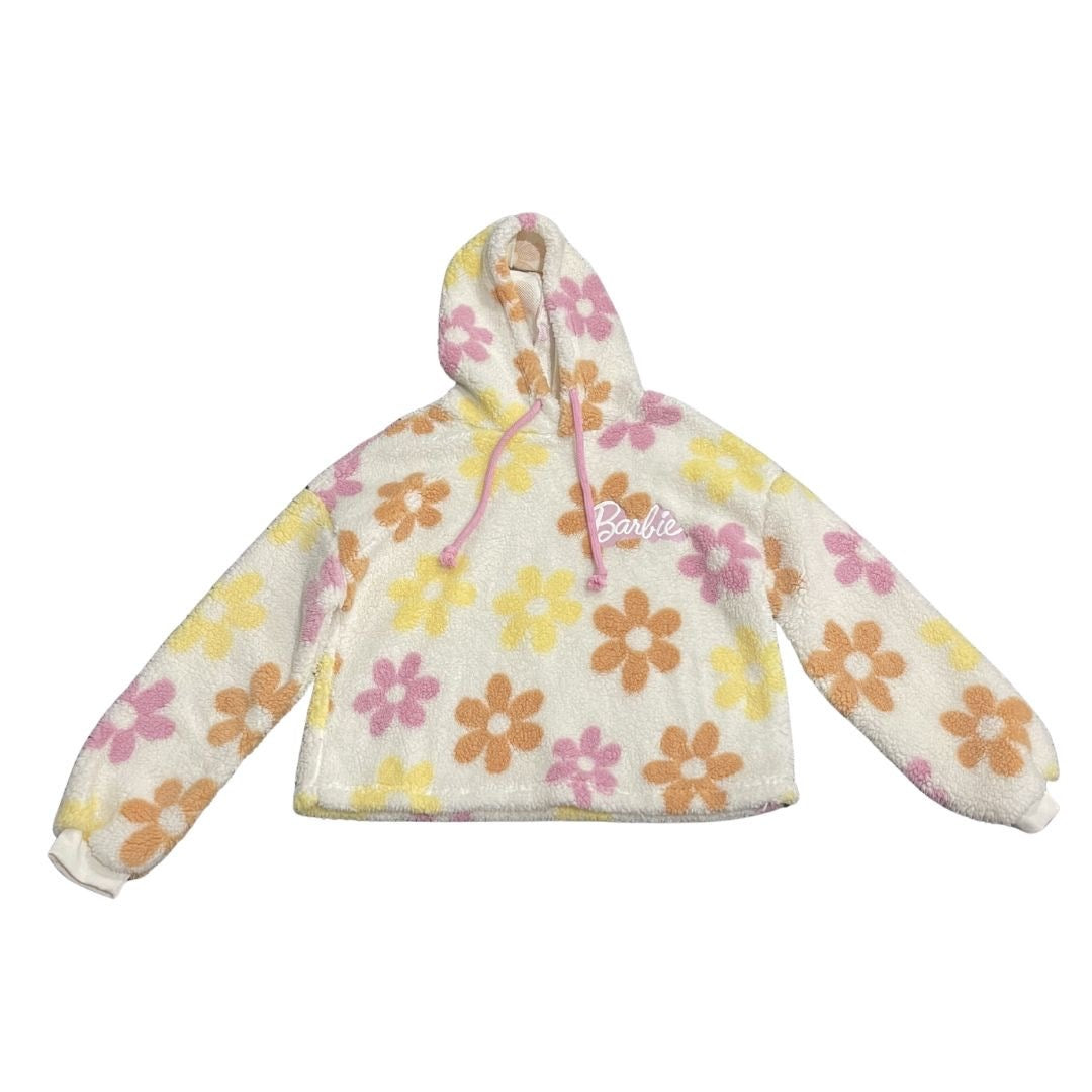 Barbie Movie Fuzzy Fleece Sherpa Flower Daisy Pullover Hoodie Sweatshirt Small