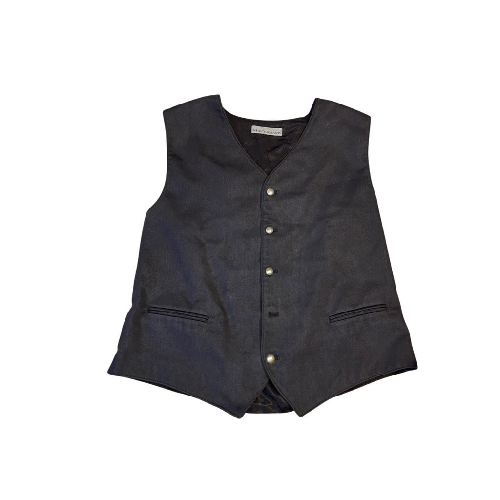 Stacy Adams Vest Waistcoat Mens Black Button V-Neck Size Medium Wedding Career