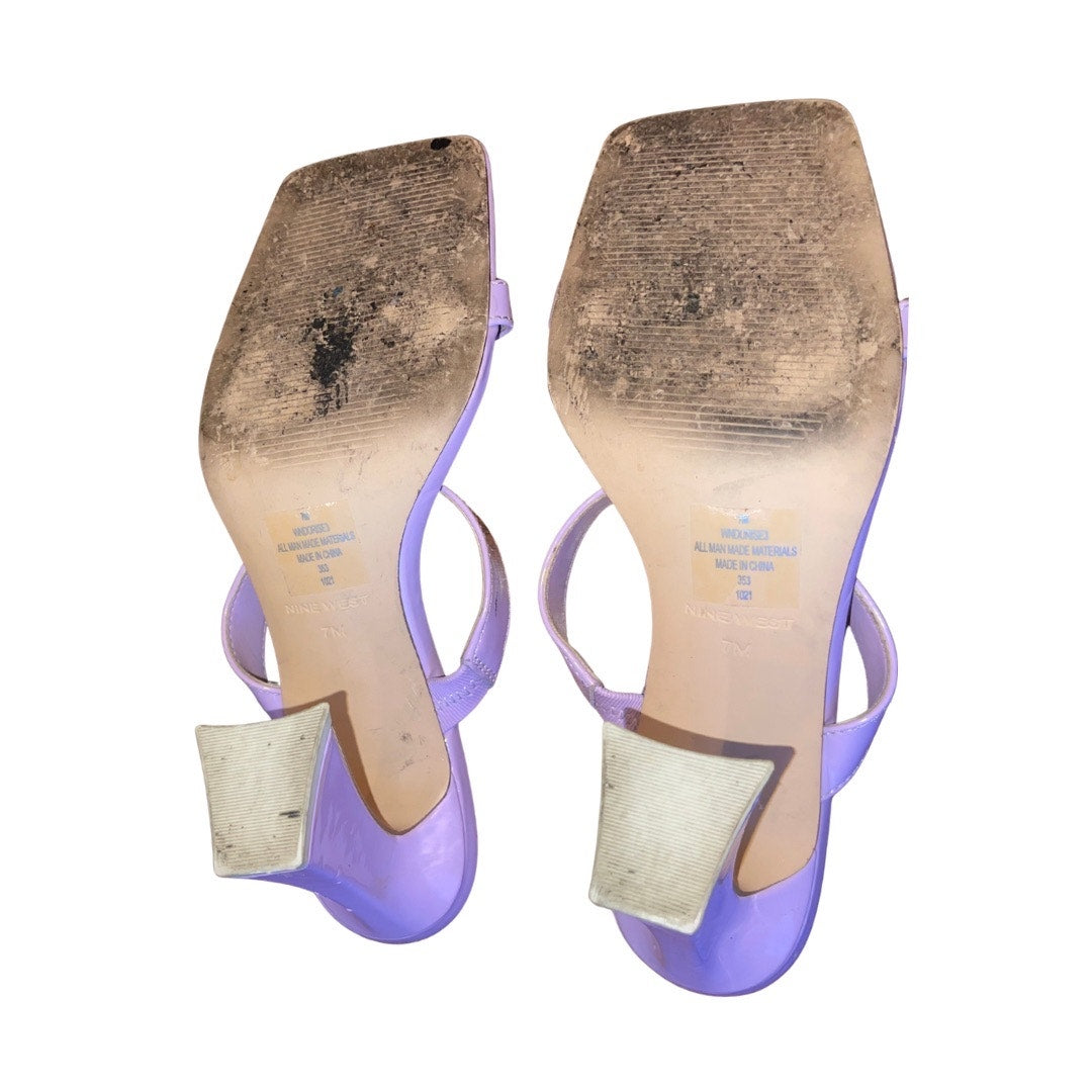 Nine West Dilene Women Dress Sandal Purple Heel Size 7 Y2K Chunky Heel 90s