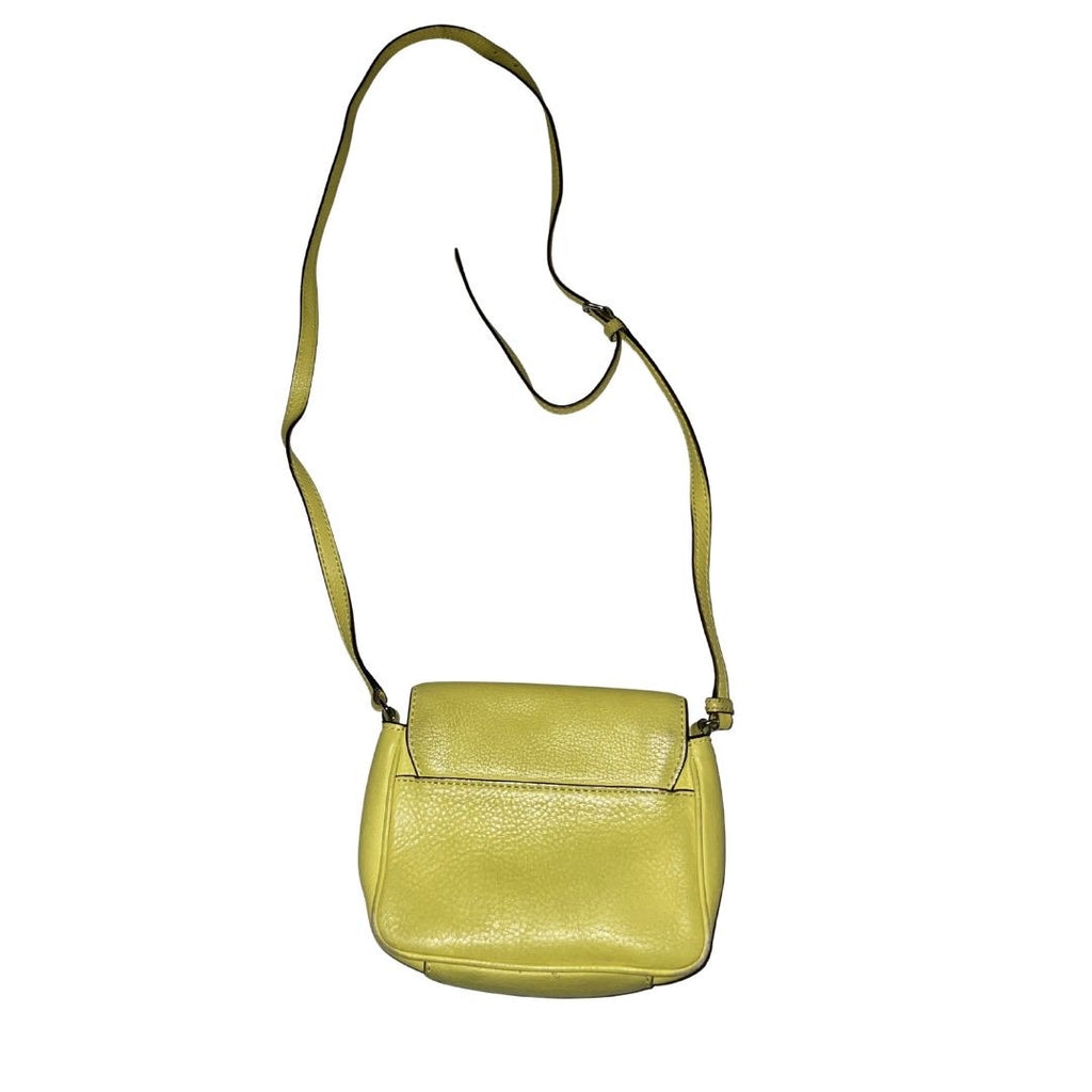 Vintage Kate Spade New York Yellow Pebbled Leather Crossbody Push Lock Purse