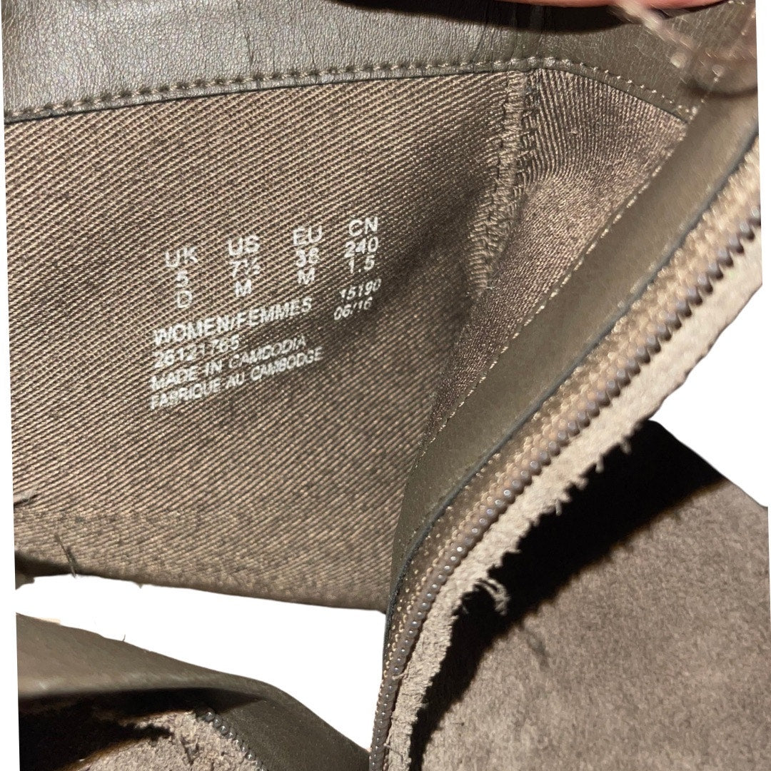 Clarks Womens Gray Suede Zip up Bootie Block Heel Size 7.5 Fall Casual western