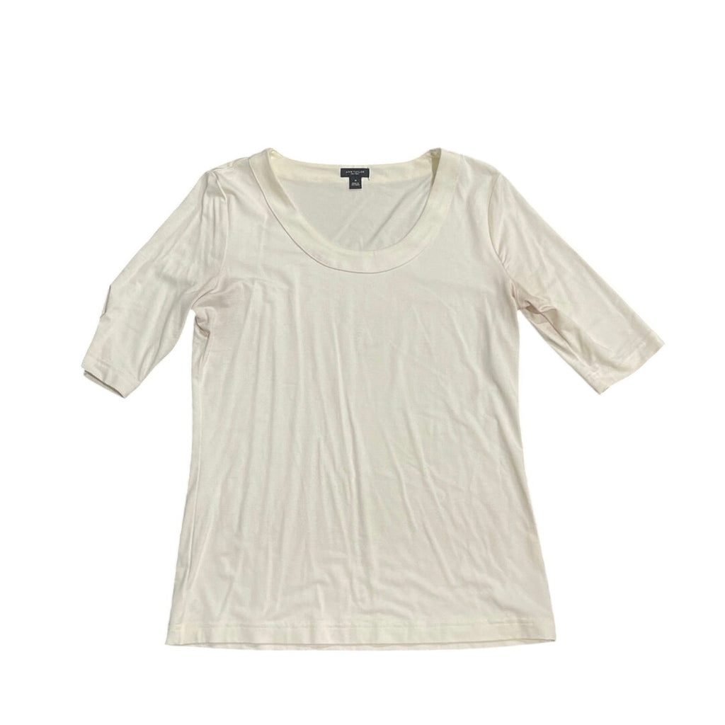 Ann Taylor Set of Two Scoop Neck Shirts Size M Slim Fit Stretch Casual Tops