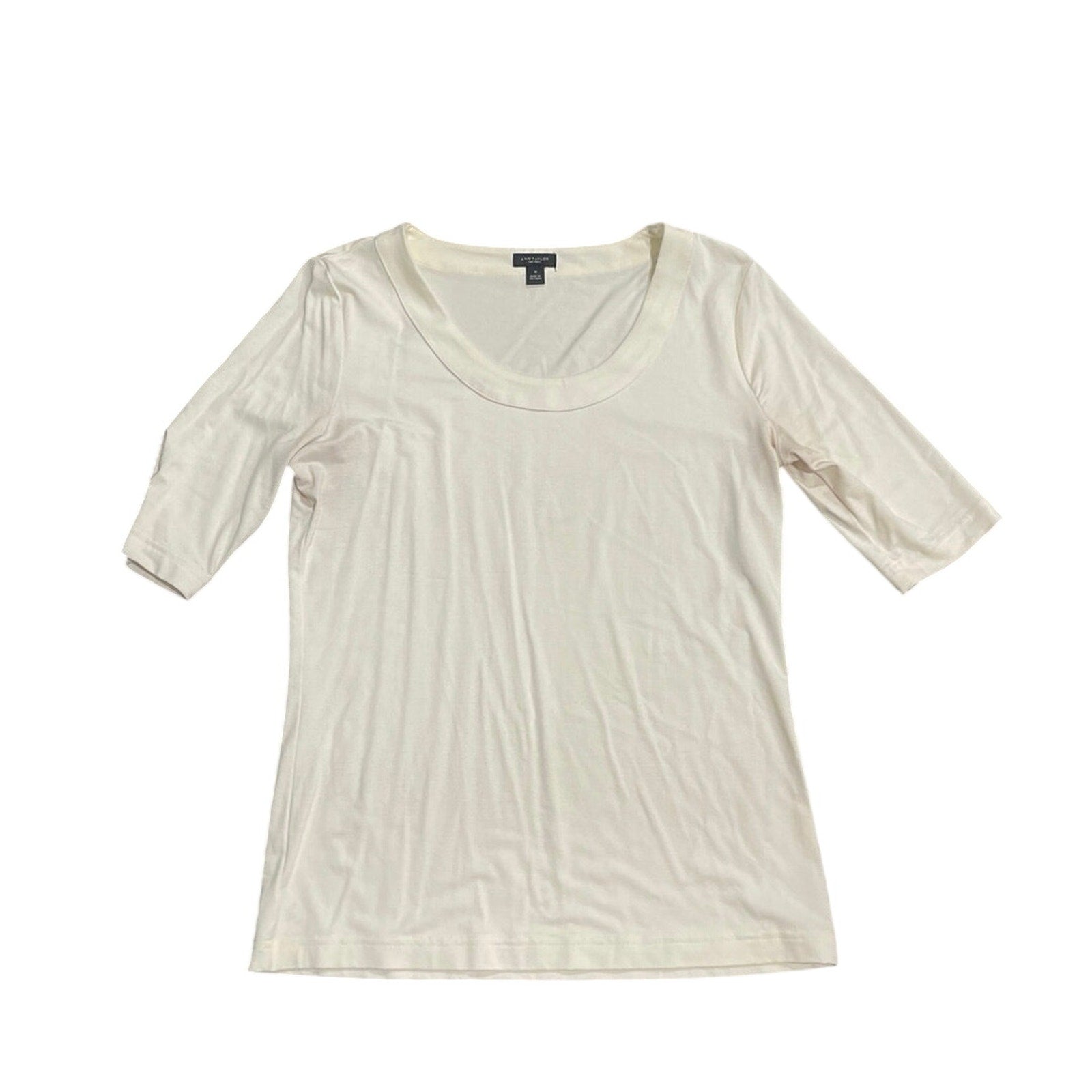 Ann Taylor Set of Two Scoop Neck Shirts Size M Slim Fit Stretch Casual Tops