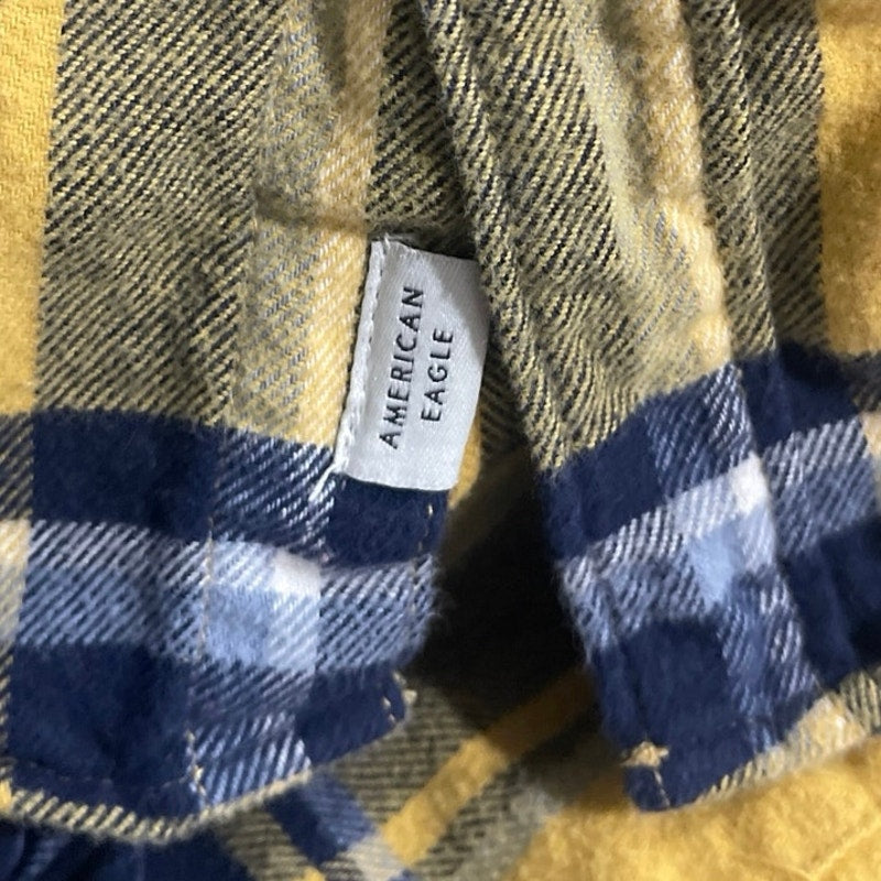 American Eagle Plaid Flannel Long Sleeve Button Shirt SZ XXL Classic Streetwear