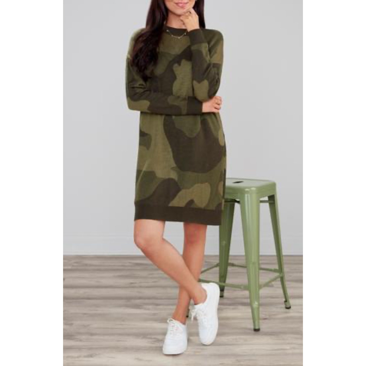 Mud Pie Hathaway Oversized Fit Camouflage Sweater Dress Size Medium
