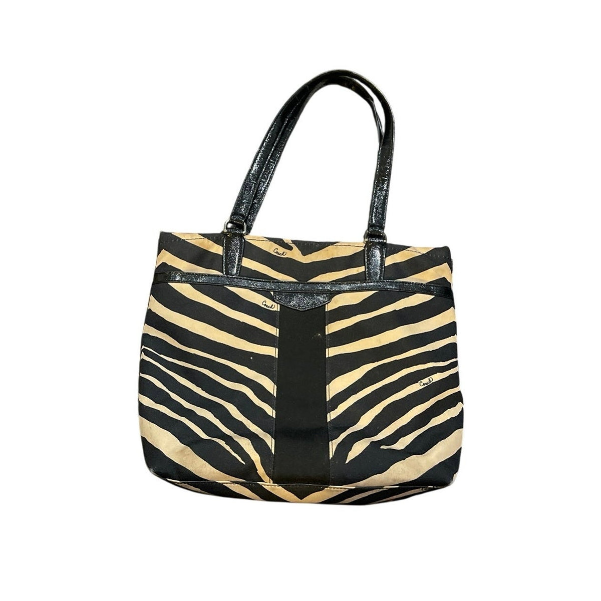 Coach Canvas Zebra Animal Print Devin Tote Shoulder Bag #F23283 Y2K Vintage