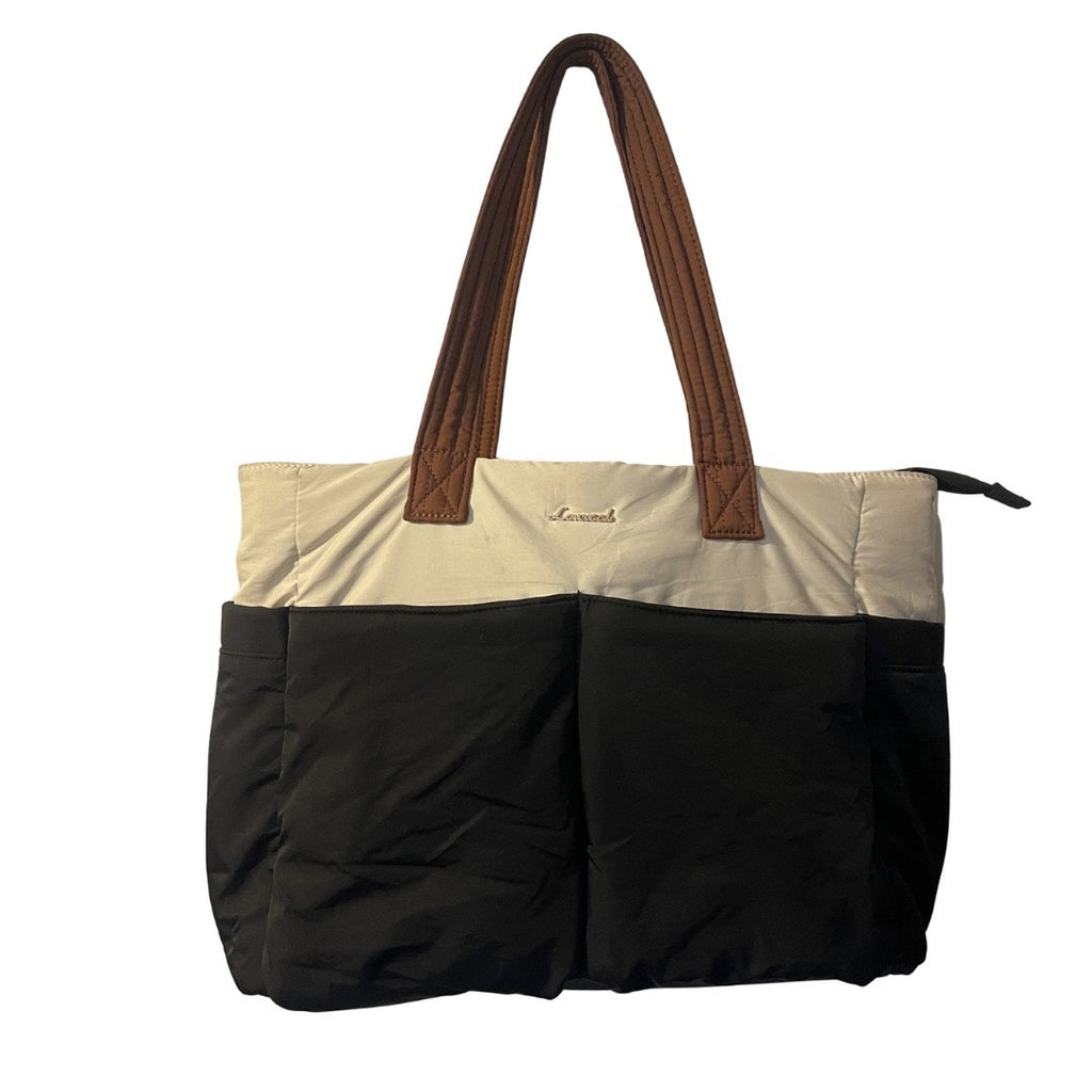 Lovevook Pufflet Two Tone Tote Shoulder Bag Color Block Travel Laptop Luggage
