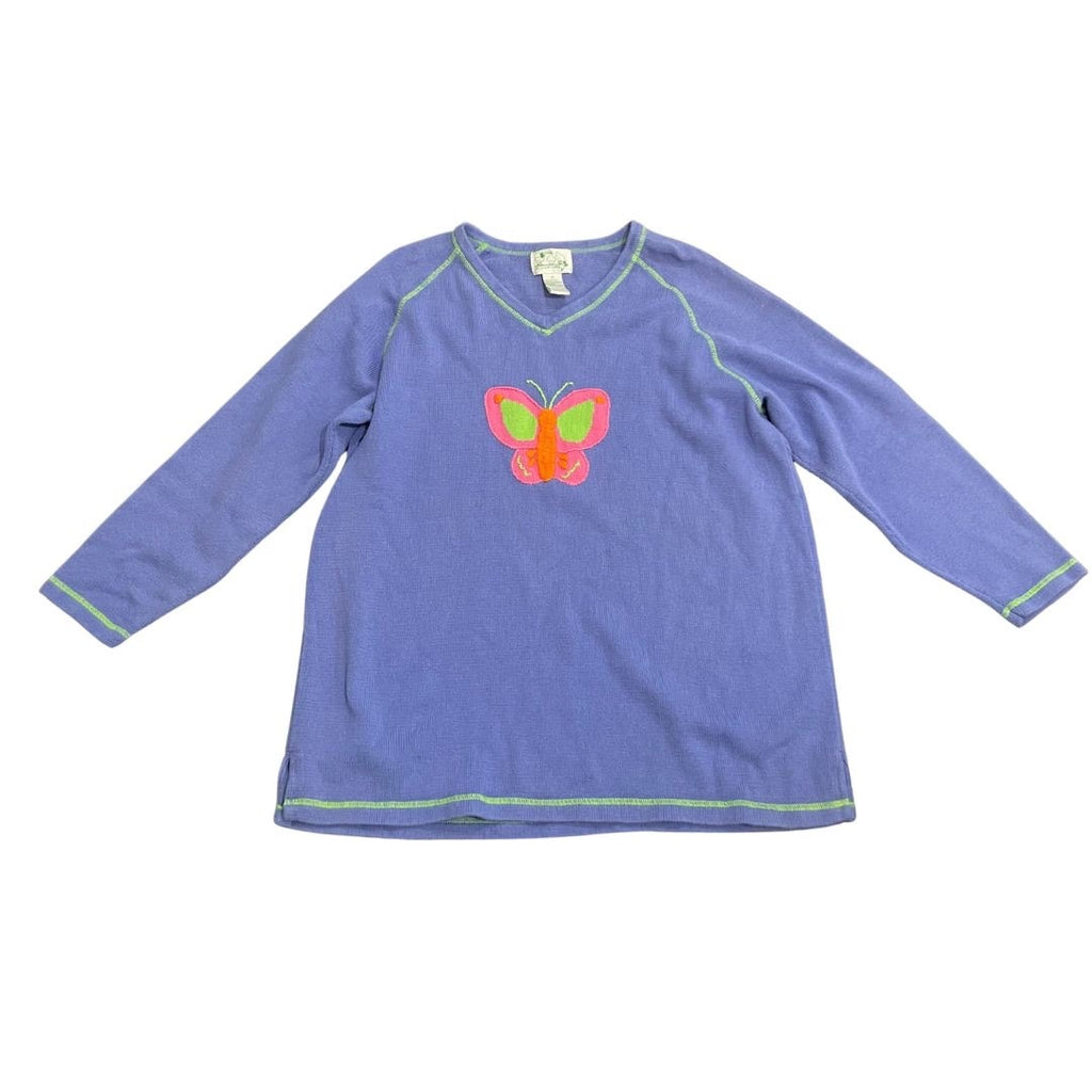 Vintage Quacker Factory Embroidered Butterfly Cotton Blend V-Neck Sweater SZ 1X