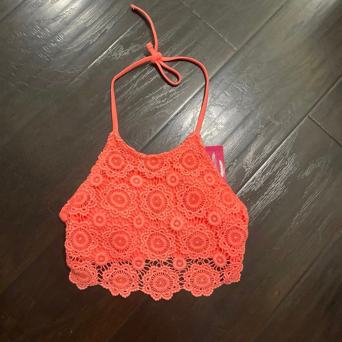 Xhilaration Crochet Set of Two Halter Bikini Tops SZ XS Boho Festival Beach NWT`